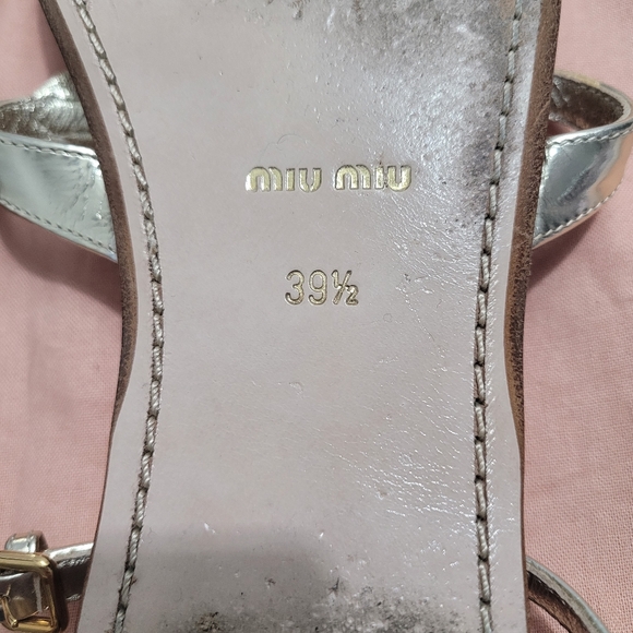 Miu Miu Metallic Sandals with Crystal Embellishments - Picture 3 of 5